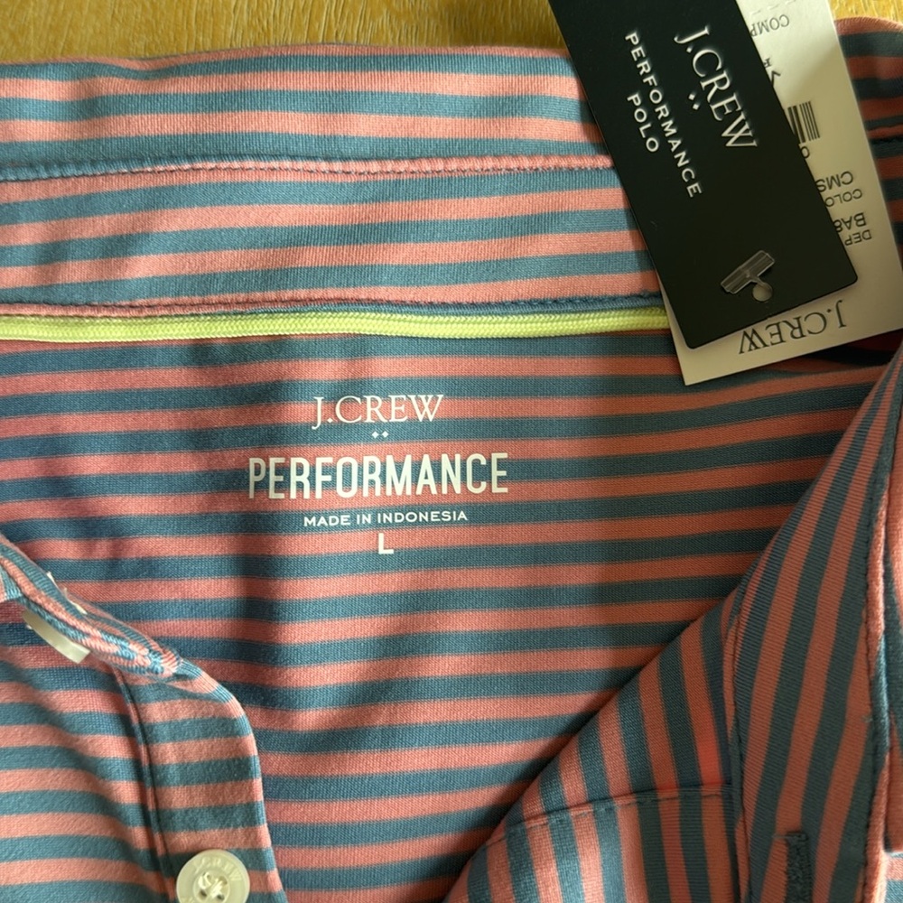 NEW J. Crew Pink and Blue Striped Performance Men’s Polo Shirt - Picture 5 of 8